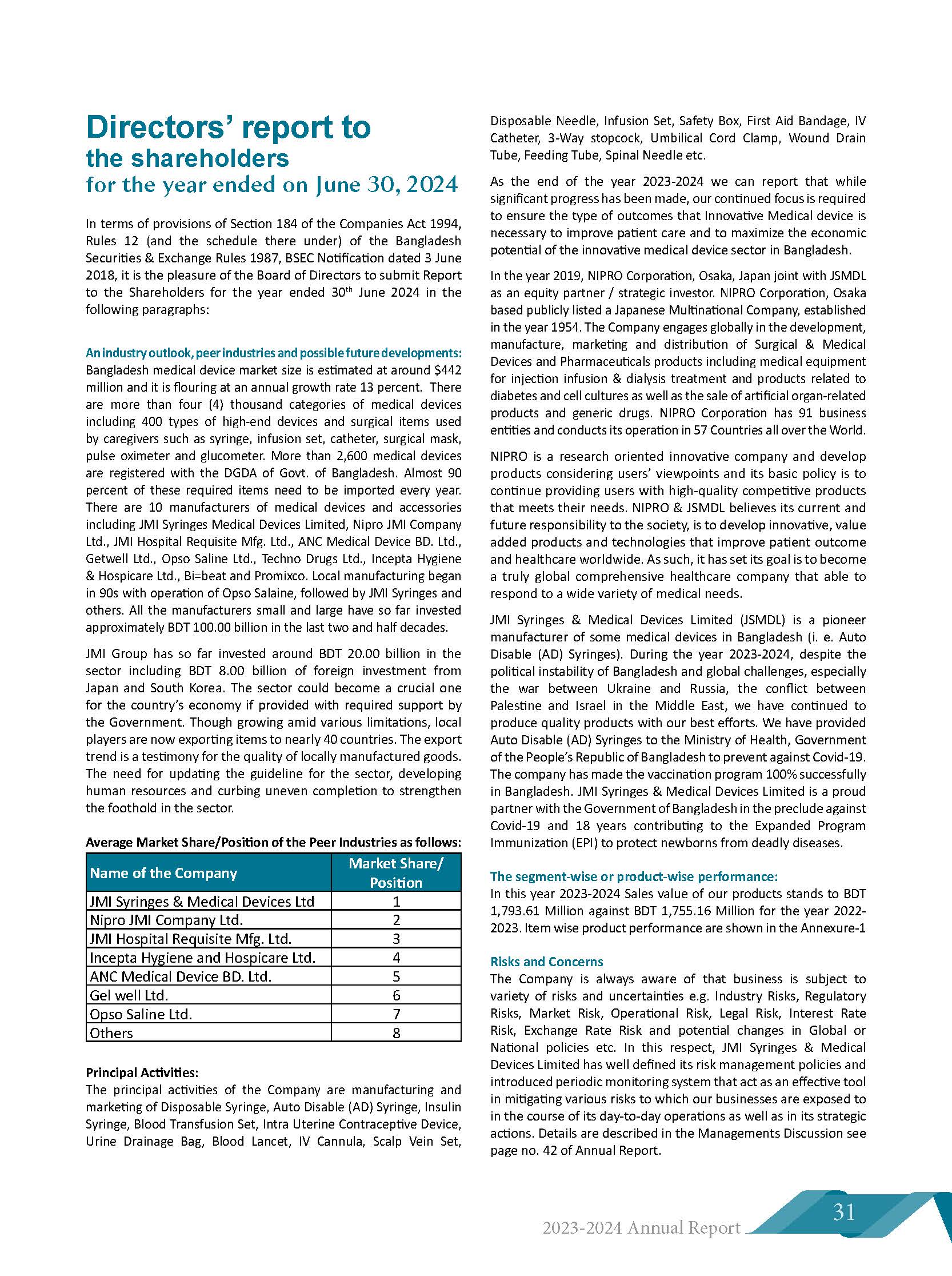 Director's Report Document