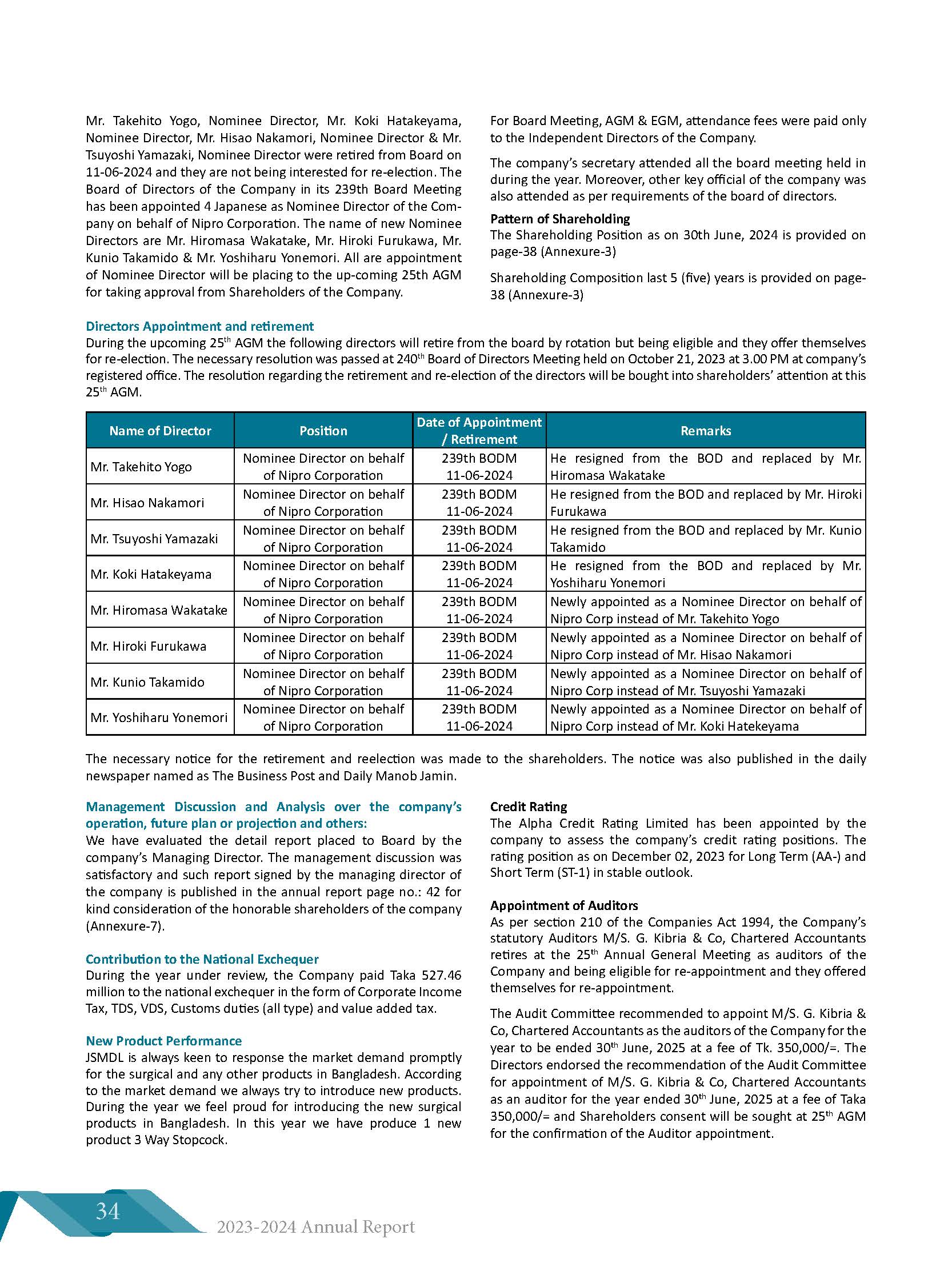 Director's Report Document