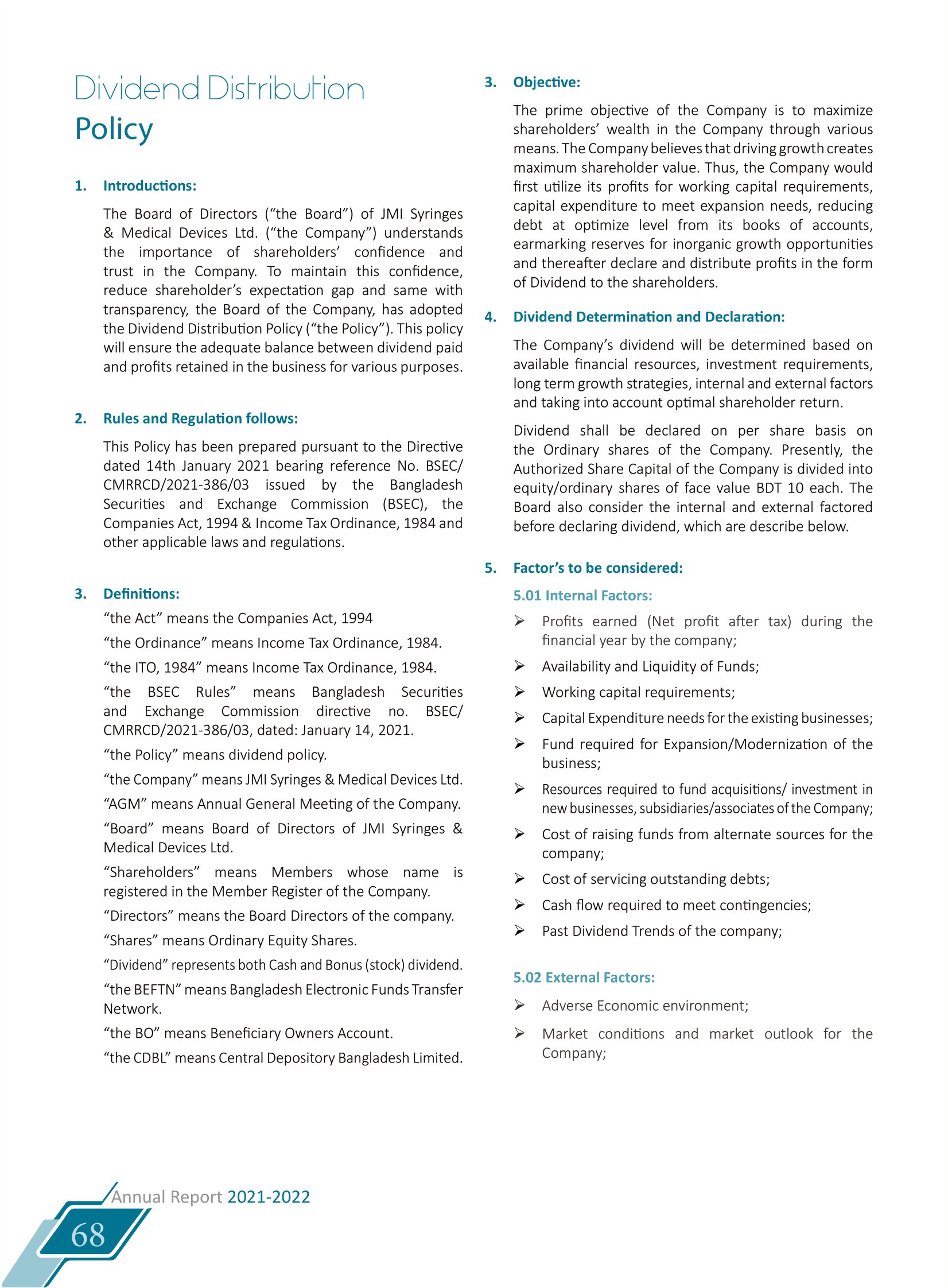 Dividend Policy Document