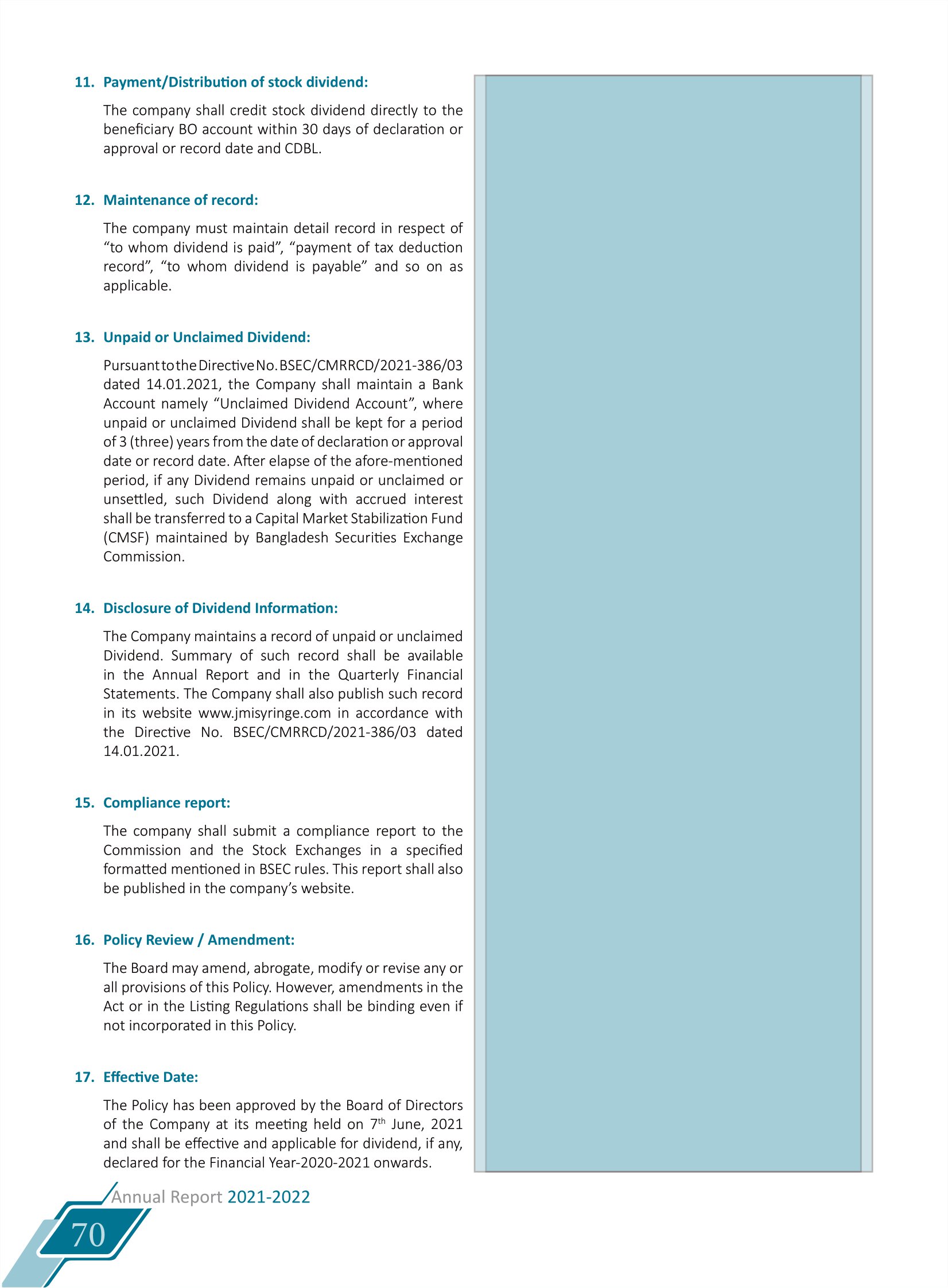 Dividend Policy Document