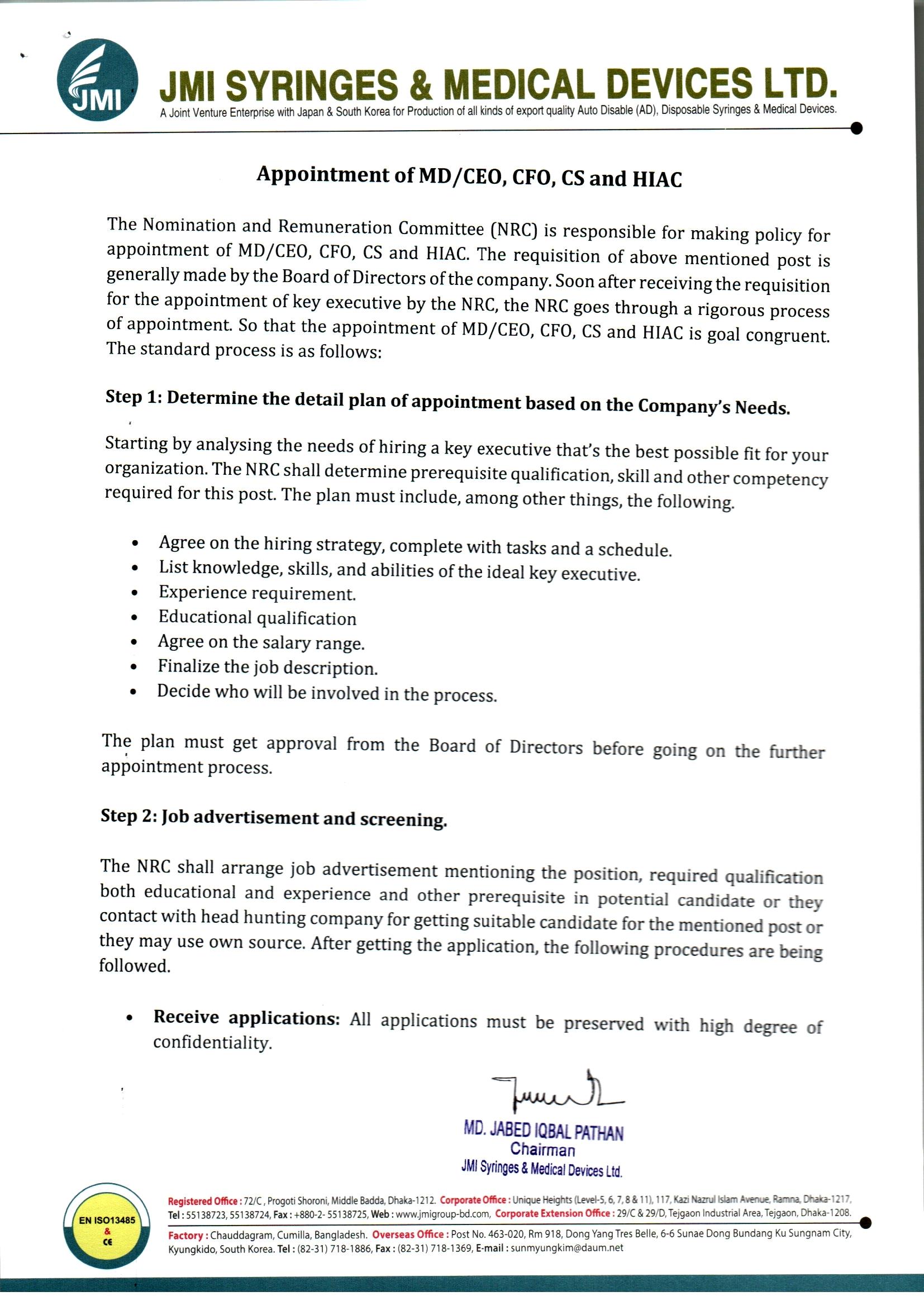 Appointment Document