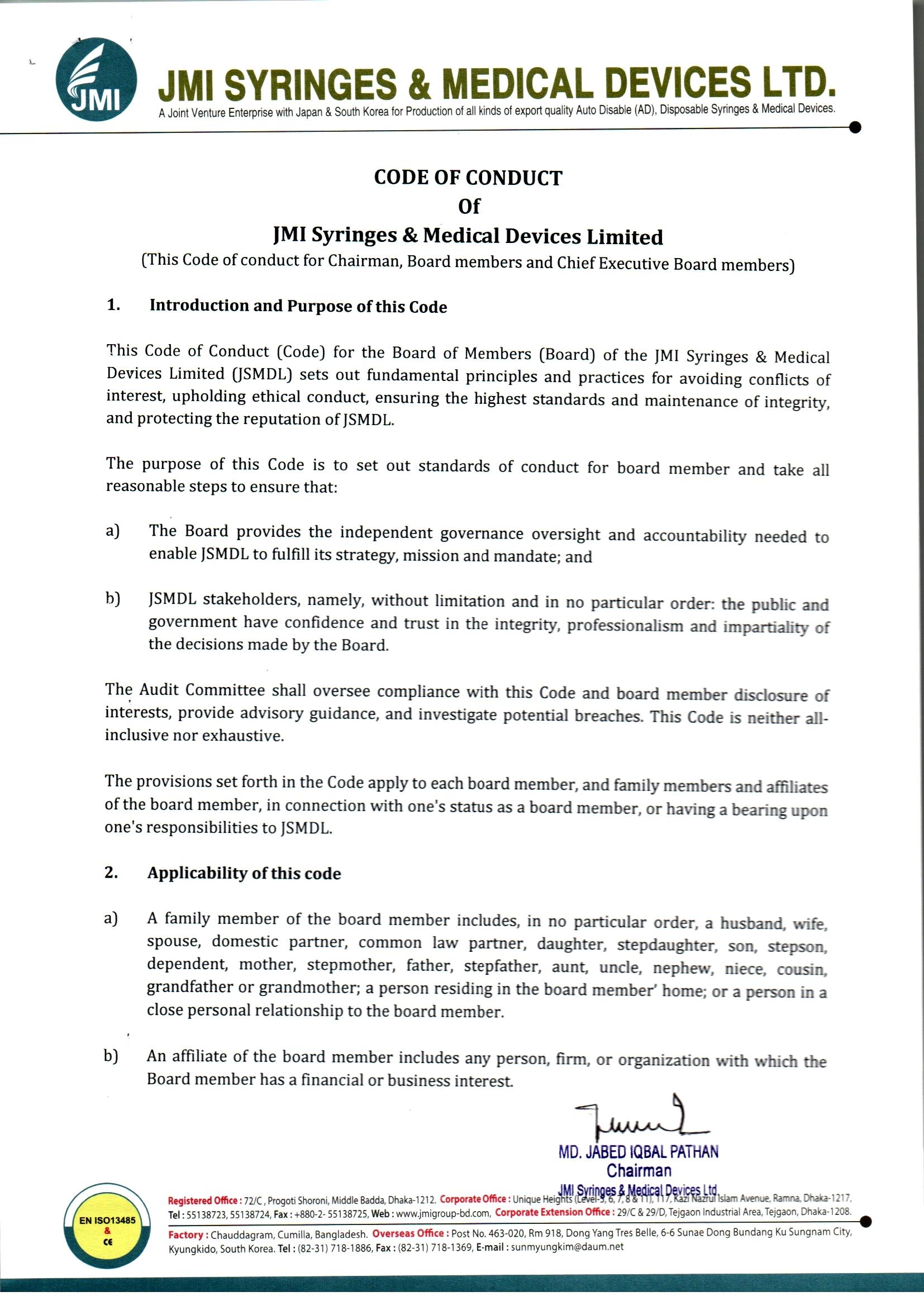 Code of Conduct Document