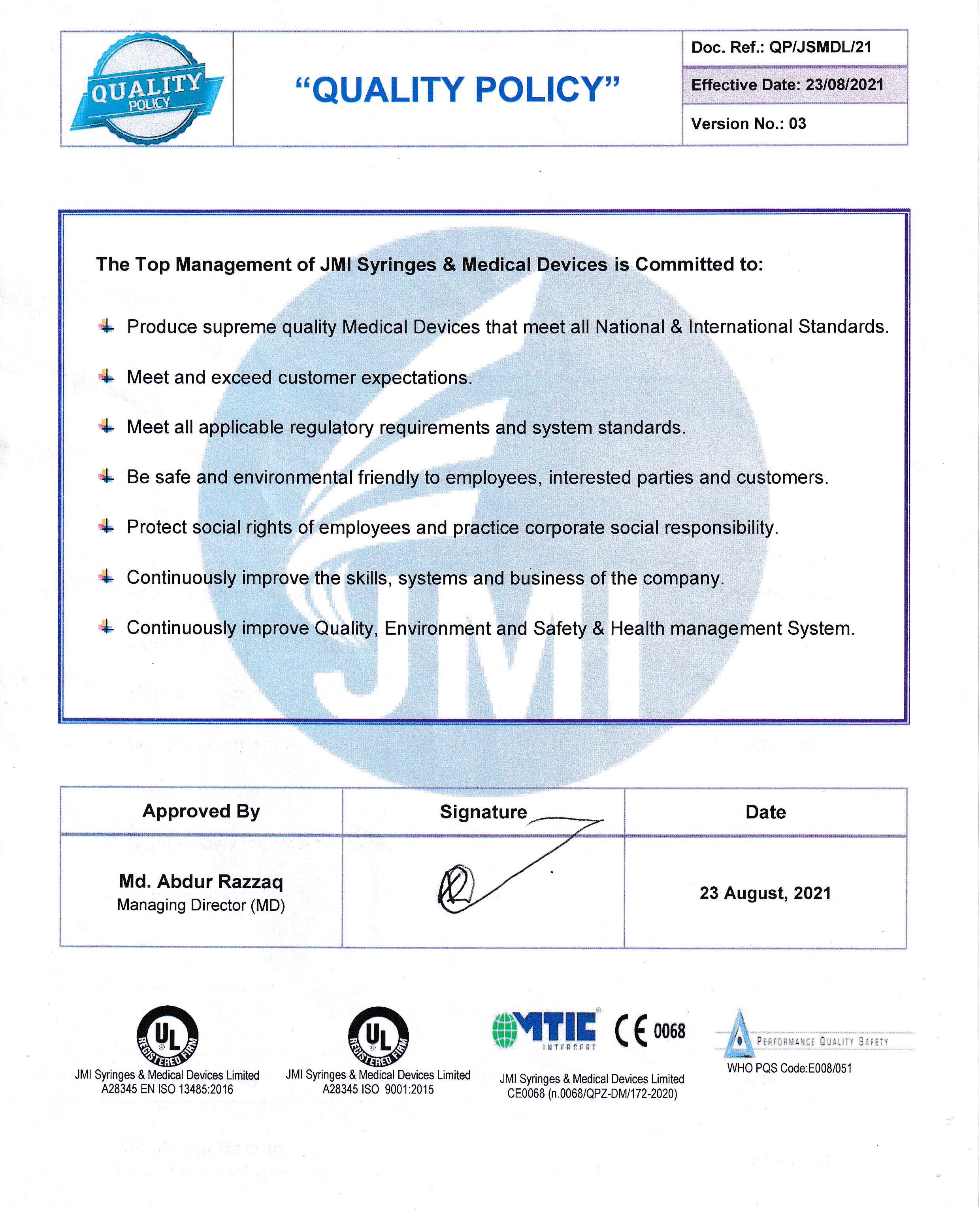 Quality Policy Document